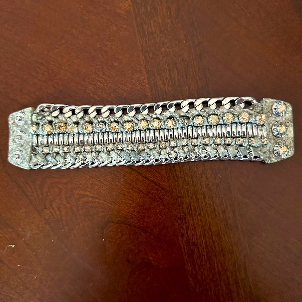 Elegant Henri Bendel Silver and Gold Multi Texture Vintage Layered Bracelet